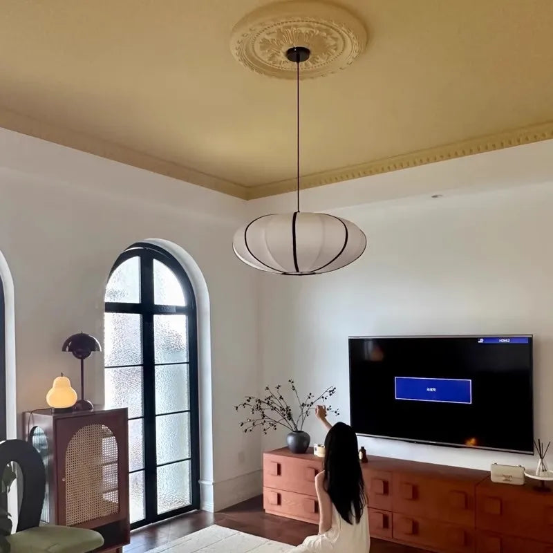 Afralia™ Danish Fabric Pendant Lamp Vintage Chandelier E27 Bulb