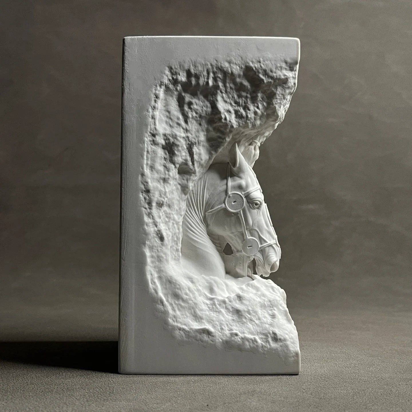 Afralia™ Stone-carved Warhorse Head Statue | Ancient-style Decorative Horse Sculpture