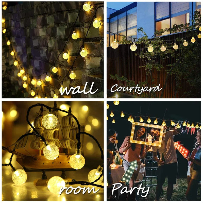 Afralia™ Crystal Ball Solar Fairy Lights for Outdoor Garden Christmas Wedding Decor