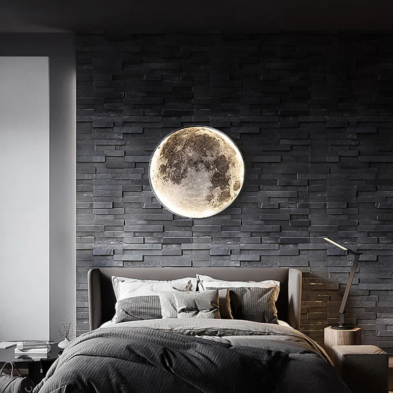 Afralia™ Creative Moon Earth LED Wall Lamp for Modern Living Spaces
