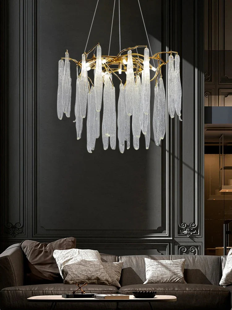 Afralia™ Gold Crystal Pendant Chandeliers - Modern Luxury Hanging Lighting for Living Room