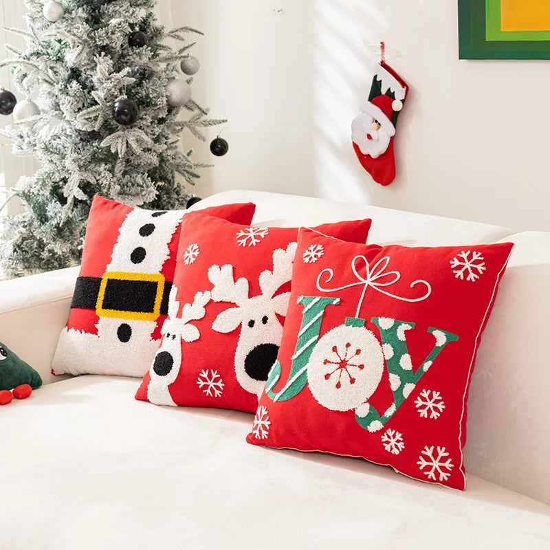 Afralia™ Embroidered Christmas Pillow Cases for Festive Decor