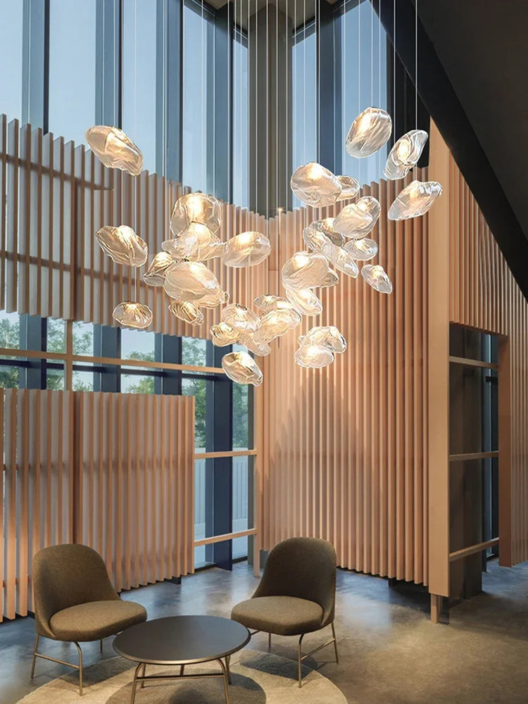 Afralia™ Pebble Glass LED Chandelier: Modern Luxury Loft Pendant Light for Stylish Living Room