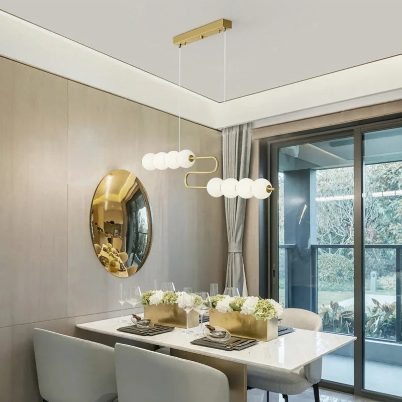 Afralia™ Love Gold Chrome Chandelier LED Suspension Lighting for Dinning Room