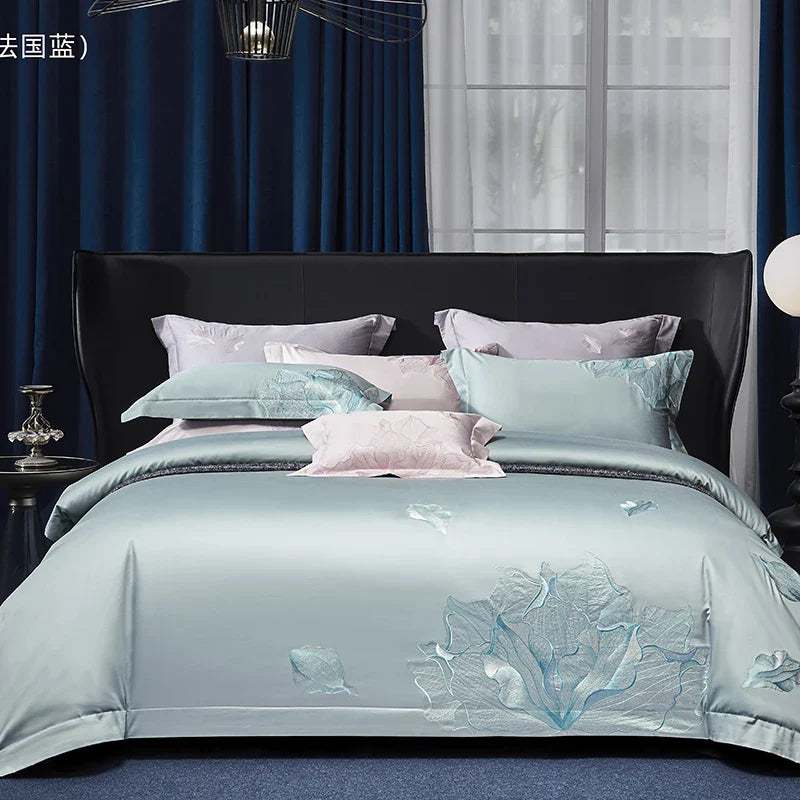 Afralia™ Luxury Floral Embroidery Bedding Set - 4Pcs