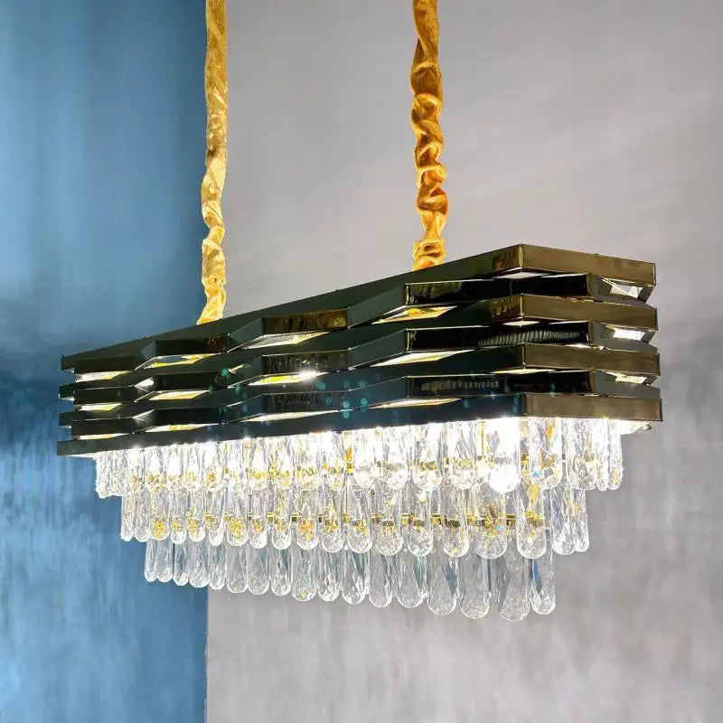 Afralia™ Stainless Steel Crystal Chandelier for Modern Living and Dining Spaces