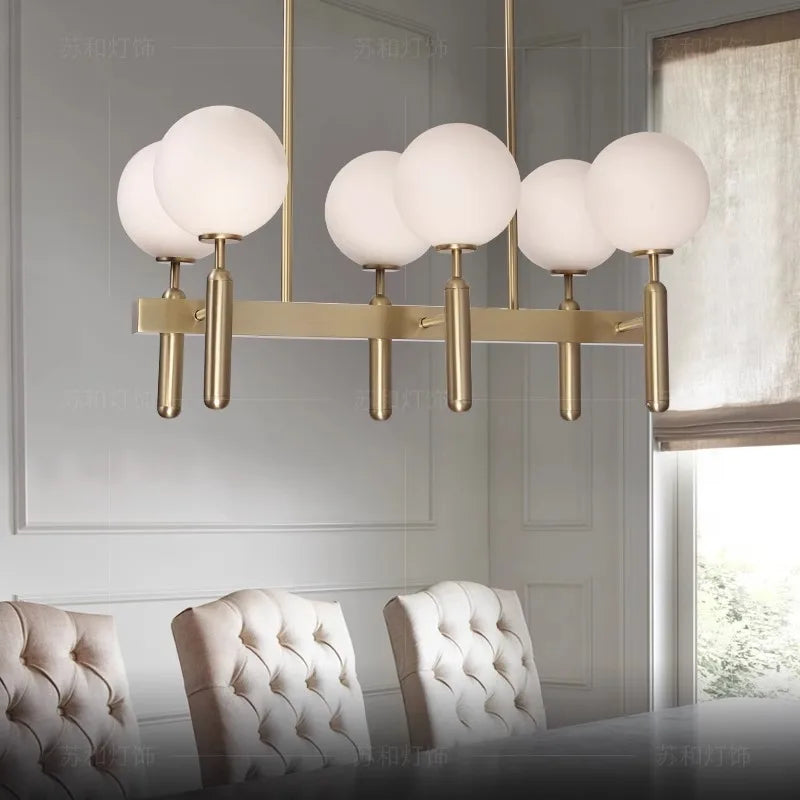 Afralia™ Glass Balloon Chandelier: Elegant Led Round Hanging Light for Luxury Dining Room