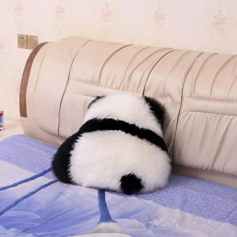 Afralia™ Super Cute Angry Panda Wool Back Throw Pillow for Bed, Sofa, Floor - Cozy Cushion