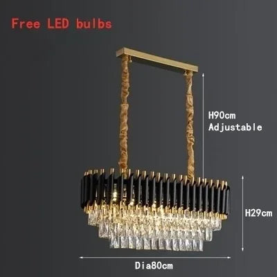 Afralia™ Black Crystal Chandelier: Modern Luxury LED Lighting for Living Room, Bedroom