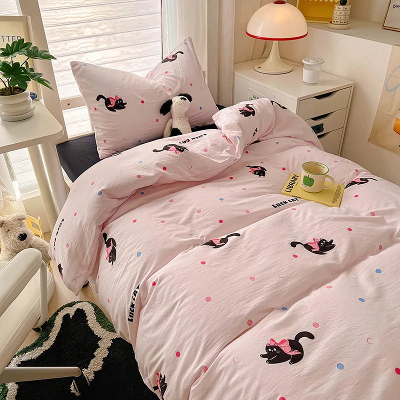 Afralia™ Cartoon Printed Bedding Sets: Super-Soft, Skin Friendly, Summer Bed Sheet, Duvet Cover, Pillowcases