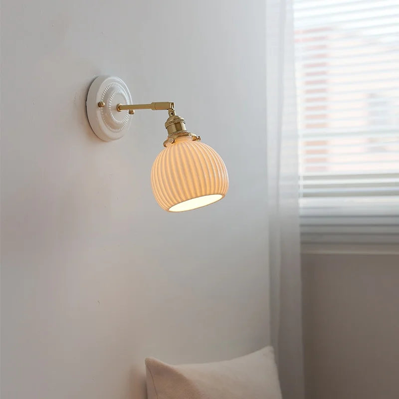 Afralia™ Ceramic Pumpkin LED Wall Sconce Modern Minimalist Bedroom Lighting