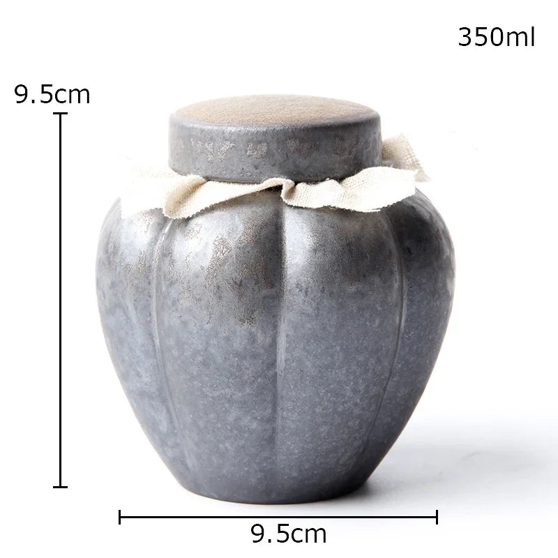 Afralia™ Ceramic Tea Canister Storage Jar Glazed Rough Pottery Coffee Table Candy Tea Caddy