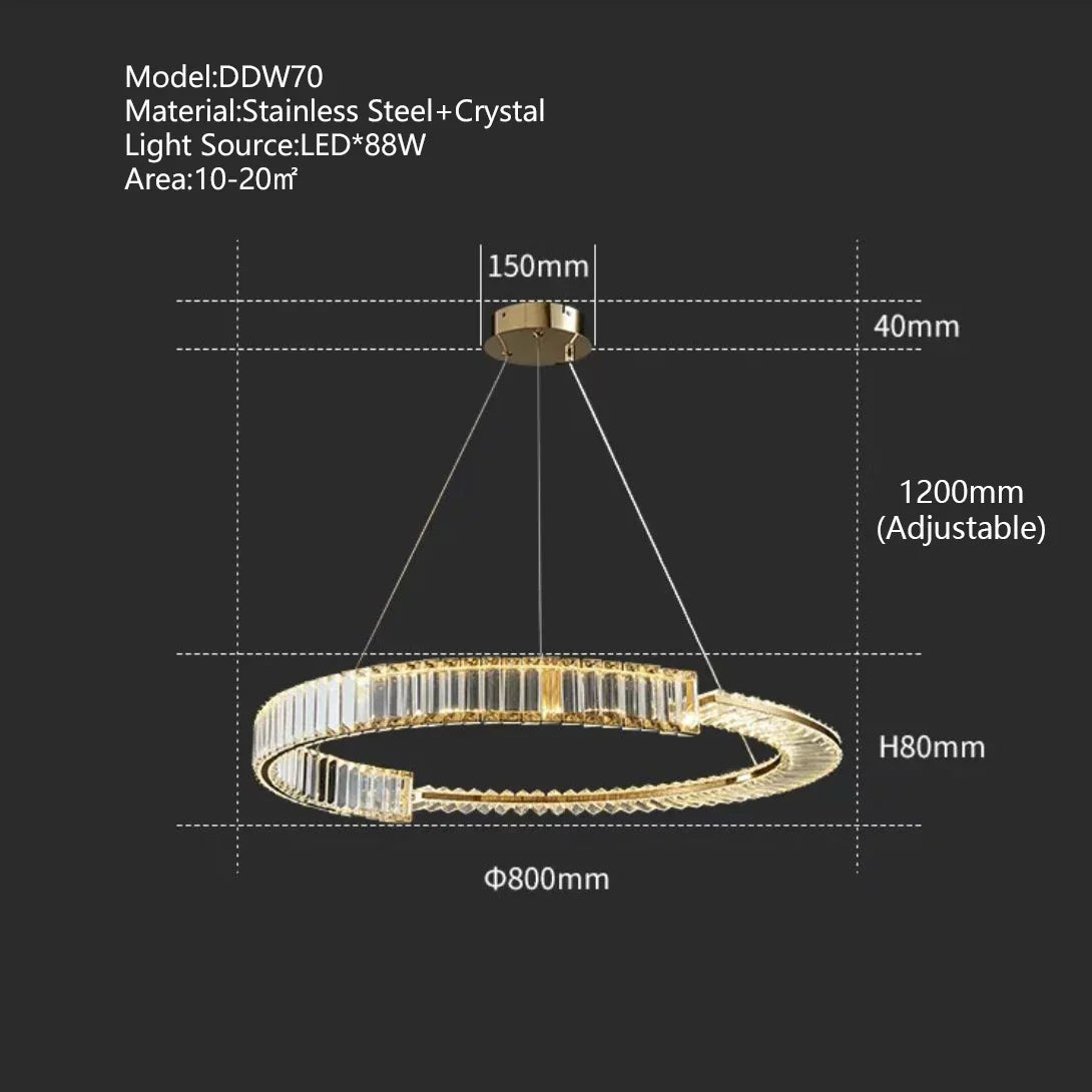 Afralia™ Crystal Gold Ring LED Chandelier for Minimalist Luxury Home Decor