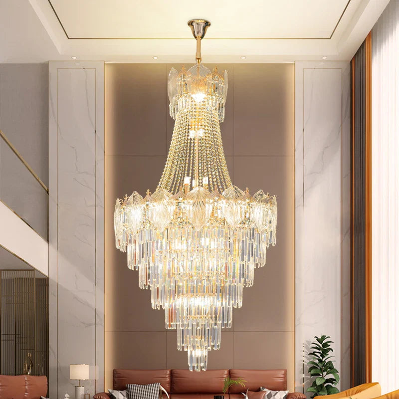 Afralia™ Elegant Crystal Duplex Chandelier for Livingroom, Hotel, and Villa