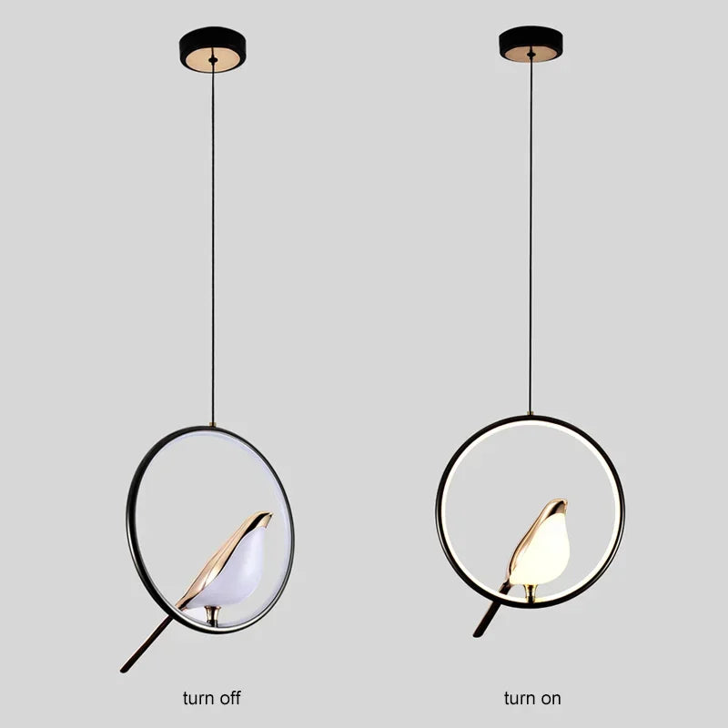 Afralia™ Nordic Modern LED Bird Pendant Chandelier for Living Room & Kitchen