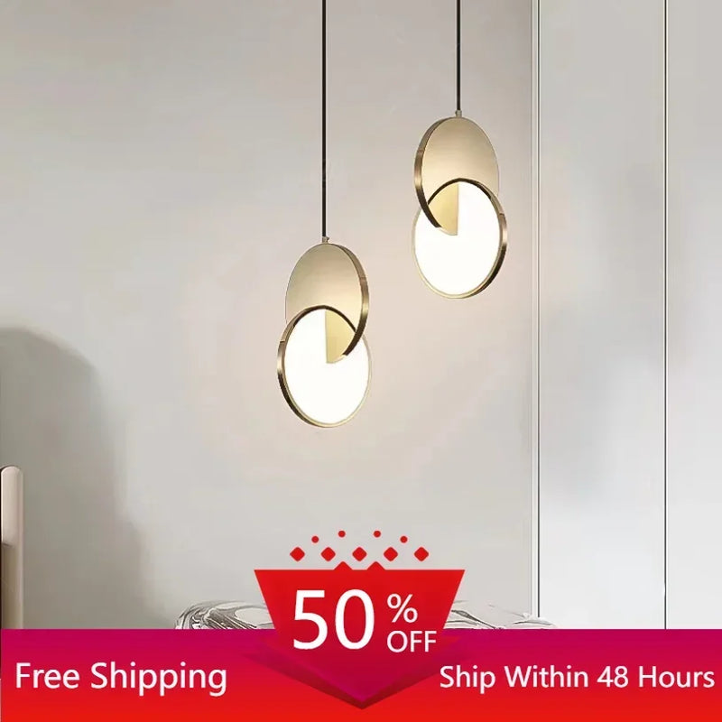 Afralia™ Stainless Steel Luxury LED Pendant Chandelier for Bedroom Bedside