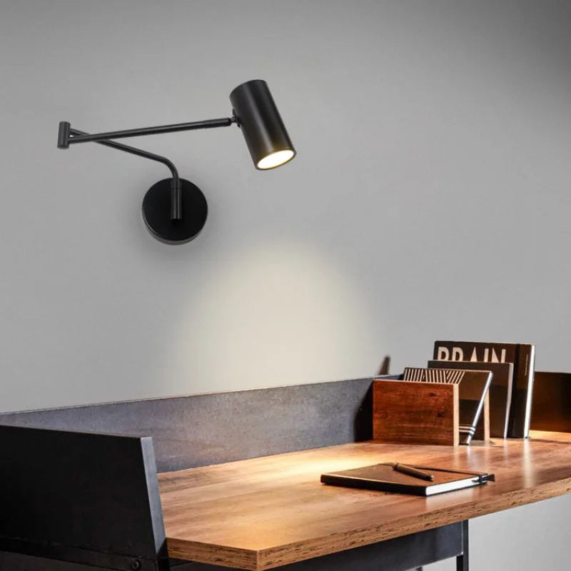 Afralia™ Acrylic Iron LED Wall Lamp Modern Rotate Black Stair Light