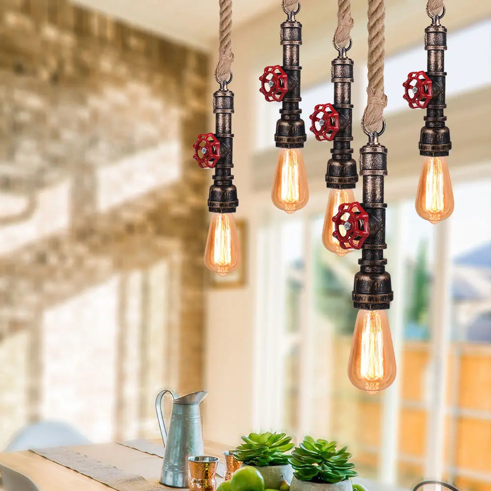 Afralia™ Iron Pipe Pendant Lamp Retro Loft Hanging Light