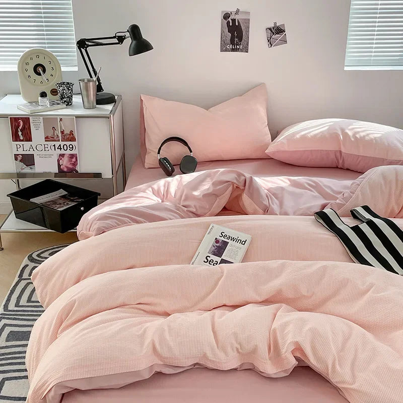 Afralia™ Super Soft Double-Sided Bubble Cotton Bed Four-Piece Set