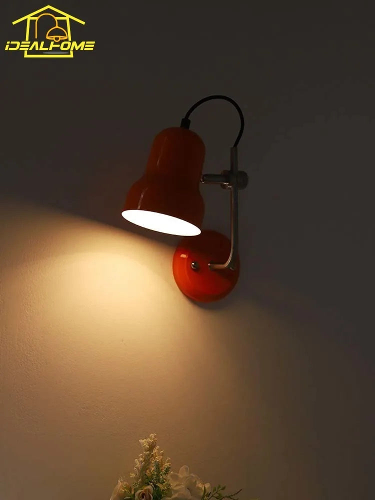 Afralia™ Medieval Red Wall Lamp LED Iron Art Adjustable for Bedroom Bedside Reading
