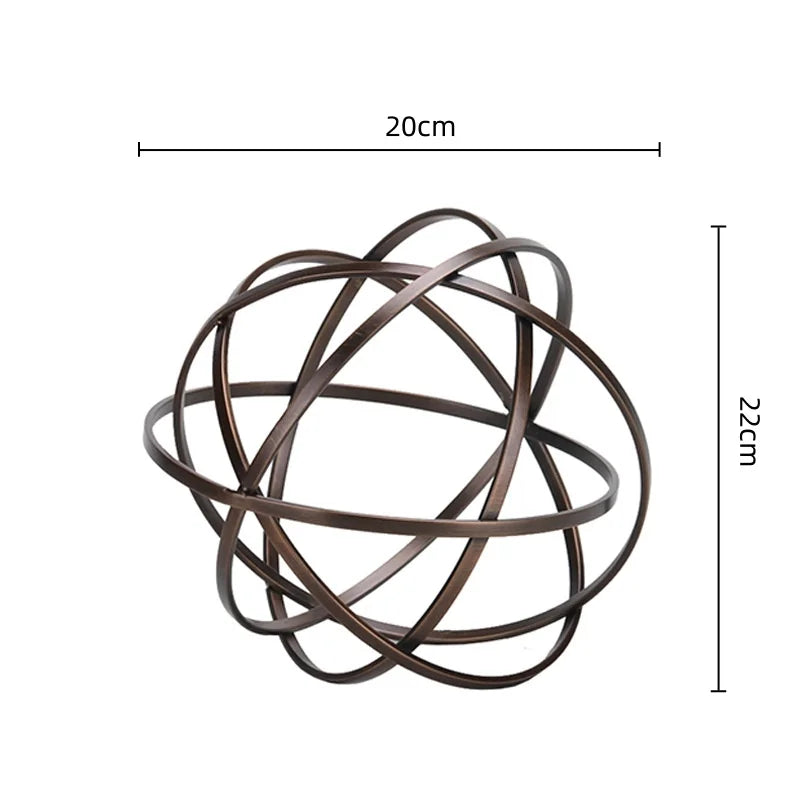 Afralia™ Geometric Sphere Pendant Metal Figurine Home Decor Accessory