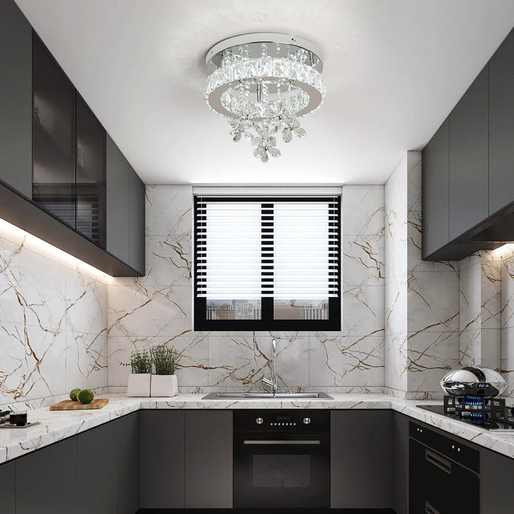 Afralia™ Crystal LED Ceiling Chandelier for Luxury Living Room Decor