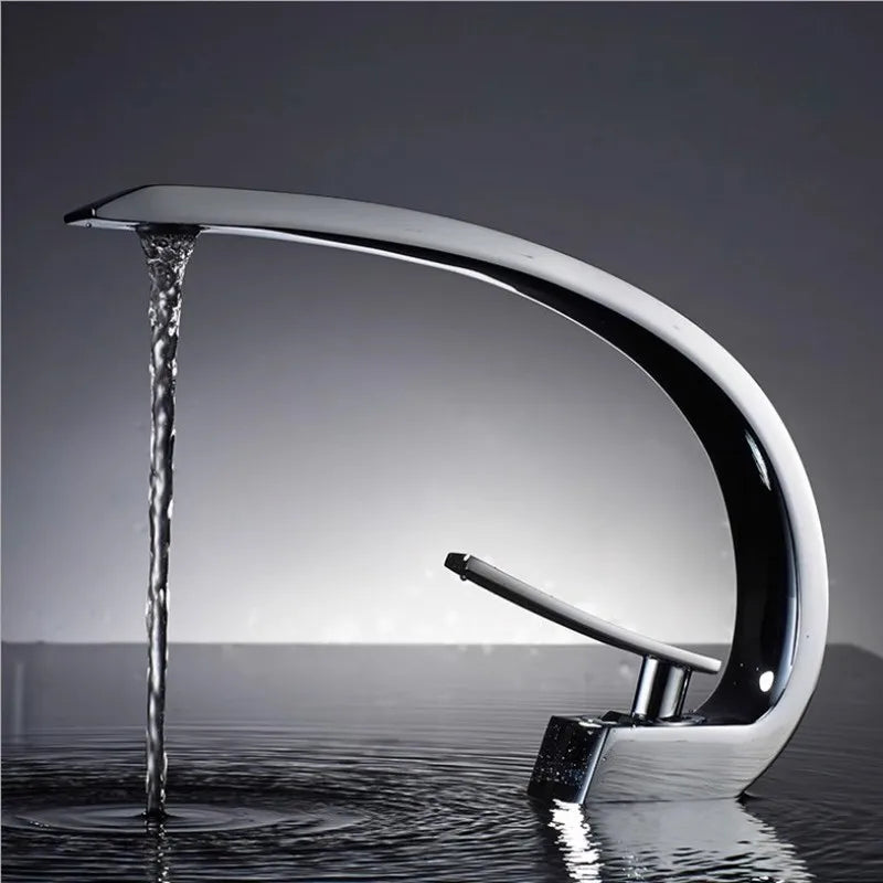 Afralia™ Black & Gold Modern Basin Faucet with Single Handle for Bathroom