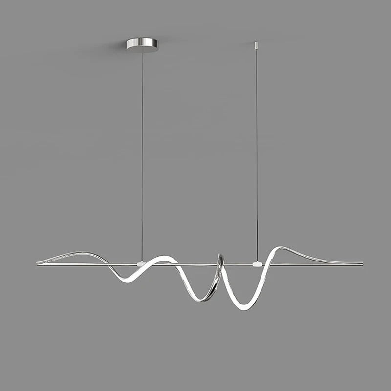 Afralia™ Minimalist Linear Chandelier Smart Pendant Lamp for Dining Room Kitchen Bar Table