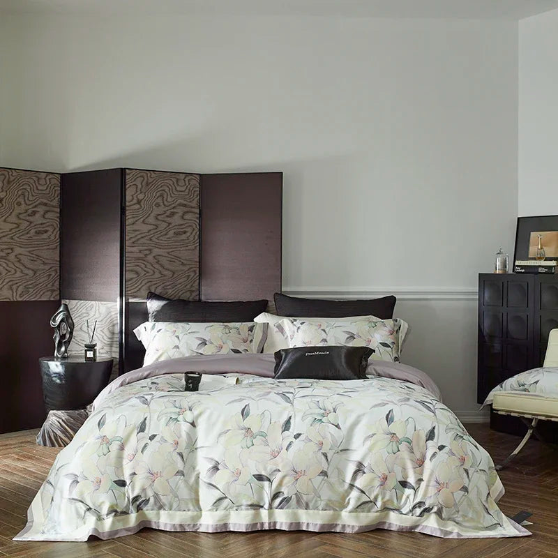 Afralia™ Cotton Bedding Set King Queen Full Print Sheet Cover Pillowcase Linens