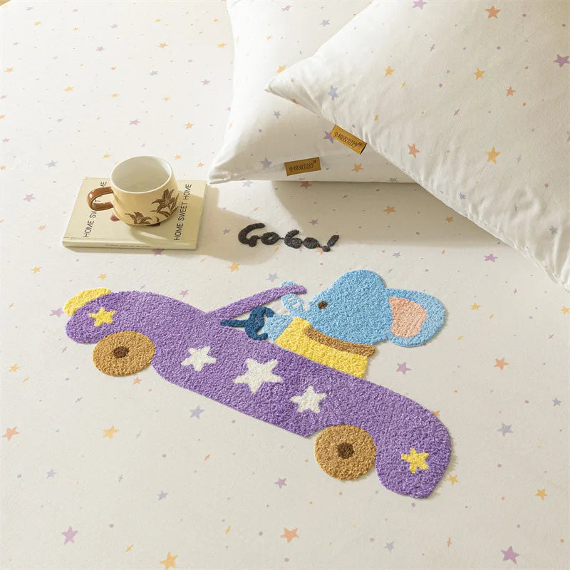 Afralia™ Cartoon Embroidered Fitted Sheet Single Bed Cover, 100% Cotton, All Seasons, Anti-Slip