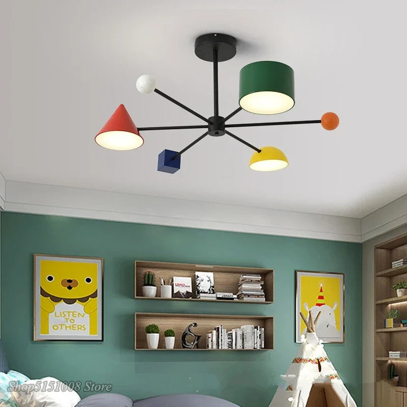 Afralia™ Modern Macaron LED Chandelier: Kids Room Decor, Indoor Hanging Light Fixtures