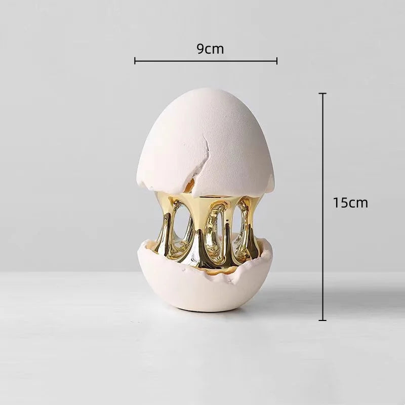 Afralia™ Abstract Eggshell Hollow Out Cracked Egg Decorative Figurine