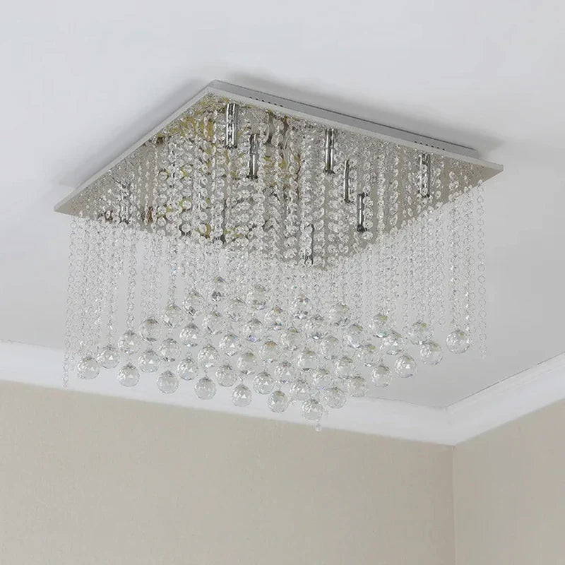 Afralia™ Luxury Living Room Crystal Chandelier LED Pendant Light Flush Mount Cieling Lamp