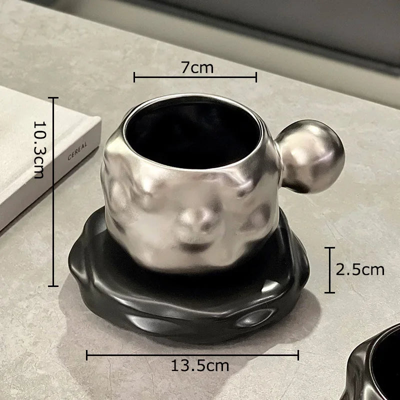 Afralia™ Matte Ceramic Cup&saucer Set for Dining Table, Coffee & Tea, Afternoon Tea, Fruit Juices