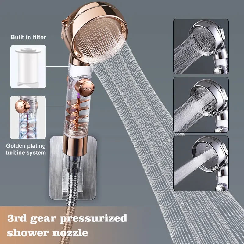 Afralia™ 3-in-1 High Pressure Shower Head with Stop Key & Filter Handheld Sprayer