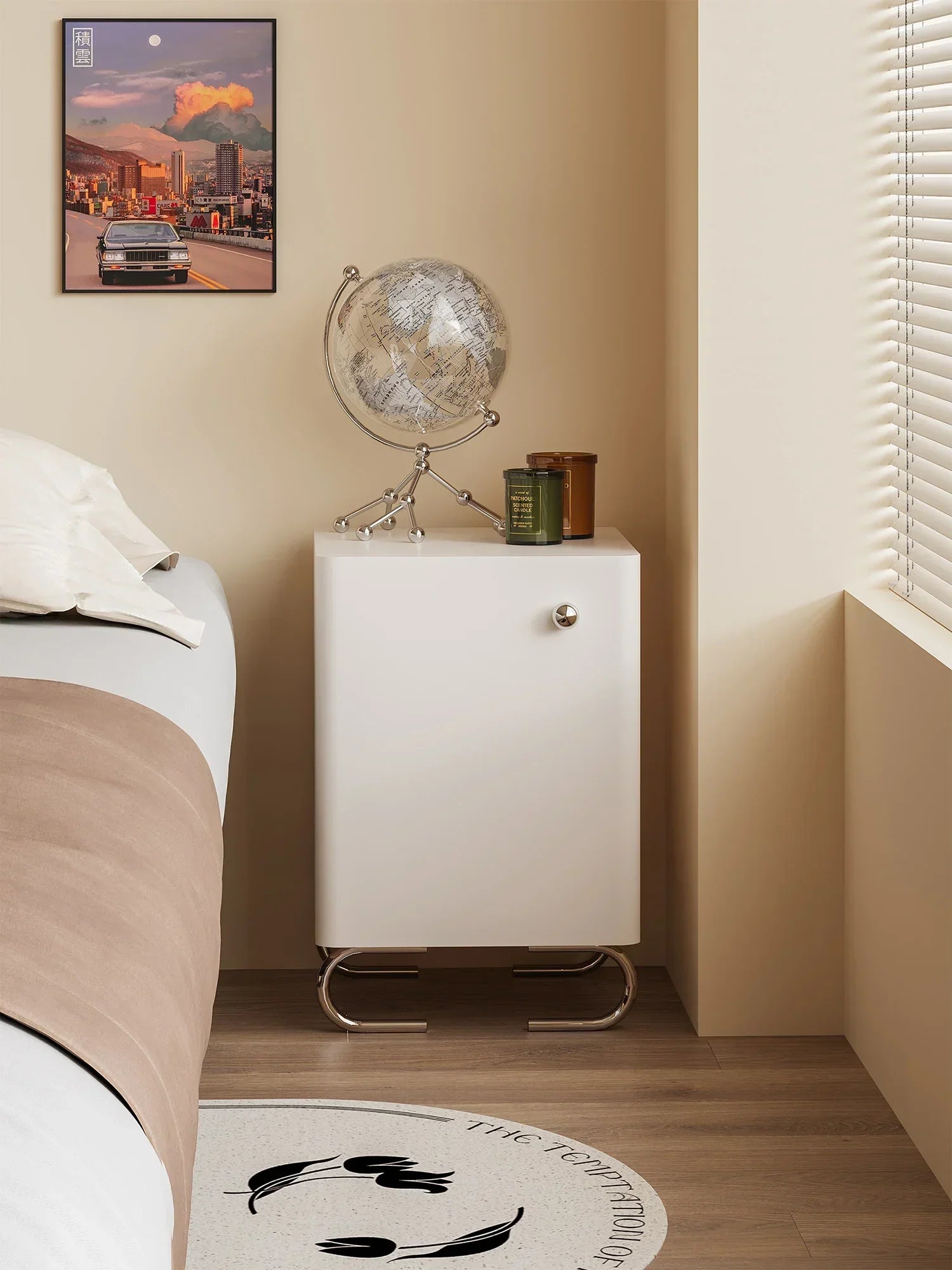 Afralia™ Luxury Italian Designer Bedside Table Wall Cabinet for Bedroom & Living Room Storage