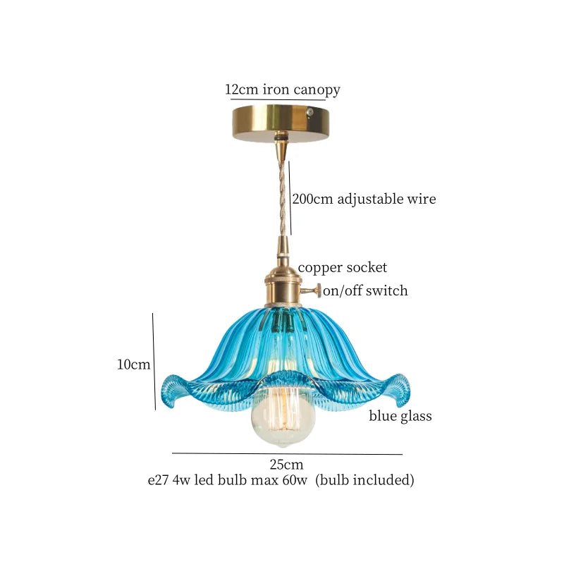 Afralia™ Lotus Leaf Glass LED Pendant Light - Japanese Style Loft Bar Living Dining Bedroom