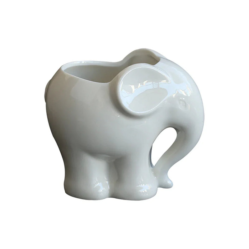 Afralia™ Elephant Succulent Planter Ceramic Vase Cute Flowerpot Decor Pot