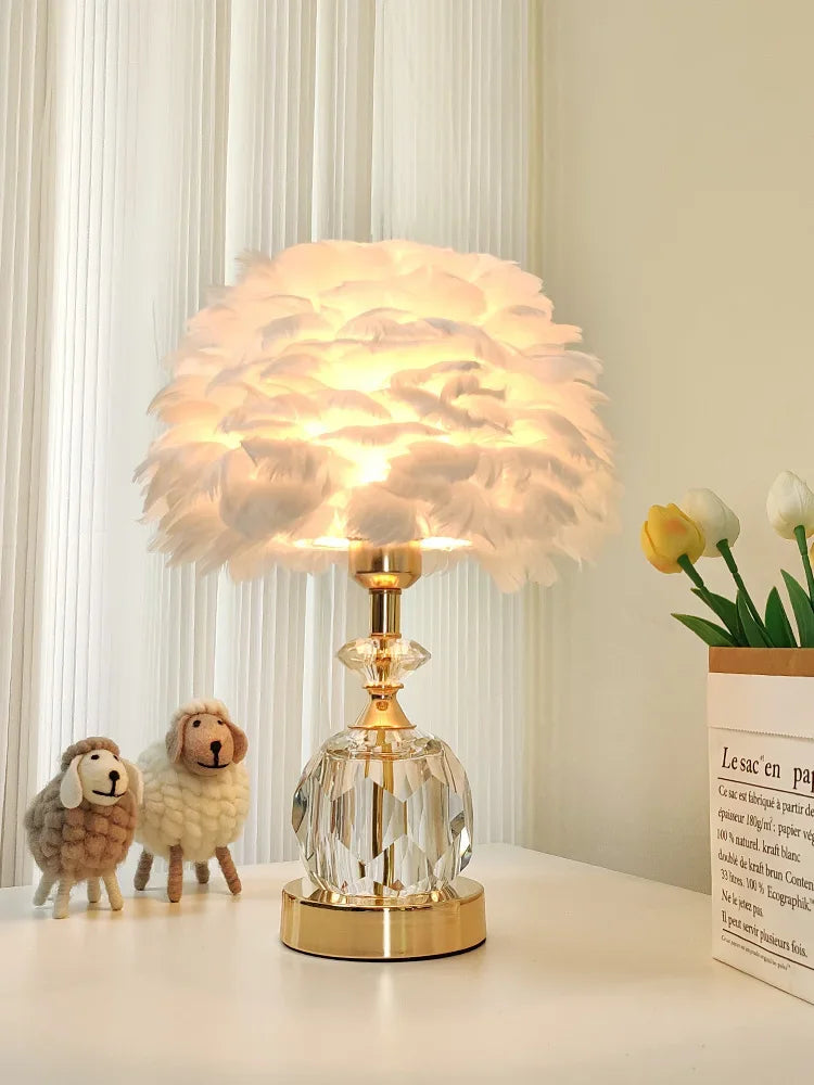 Afralia™ Romantic Feather Table Lamp for Modern Living Spaces