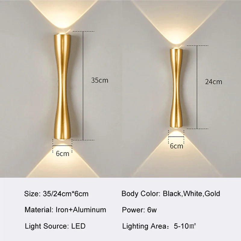 Afralia™ Modern Aluminium LED Wall Lamp 6W Up Down Wall Light for Interior Lighting