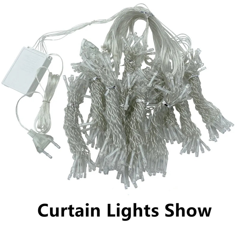 Afralia™ LED Curtain Icicle String Lights: Christmas Fairy Lamp for Wedding/Garden/Home Décor