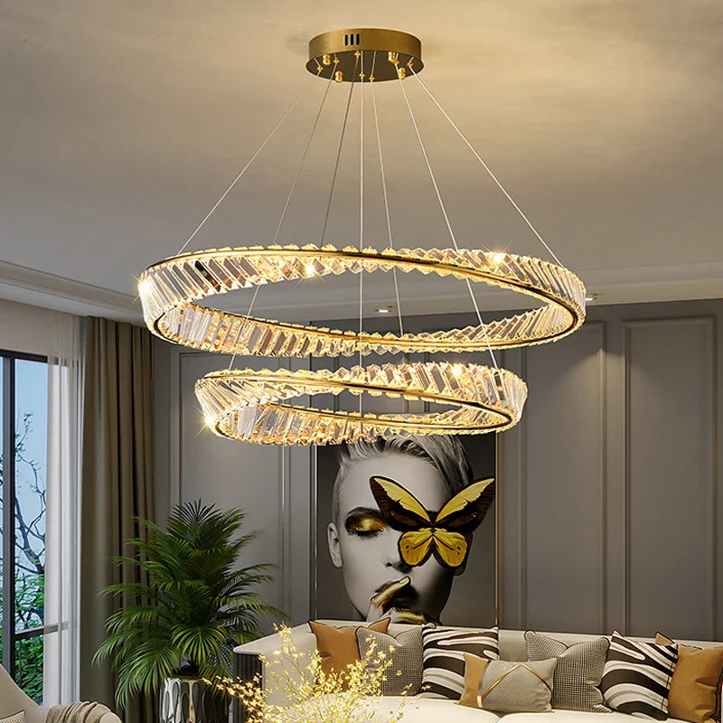 Afralia™ LED Crystal Chandelier Dimmable Luxe Halo Alloy Fixture