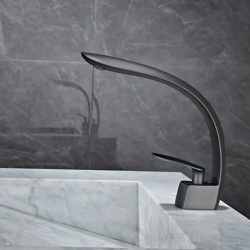 Afralia™ Brushed Gold Basin Mixer Tap Single Handle Hot Cold Waterfall Faucet