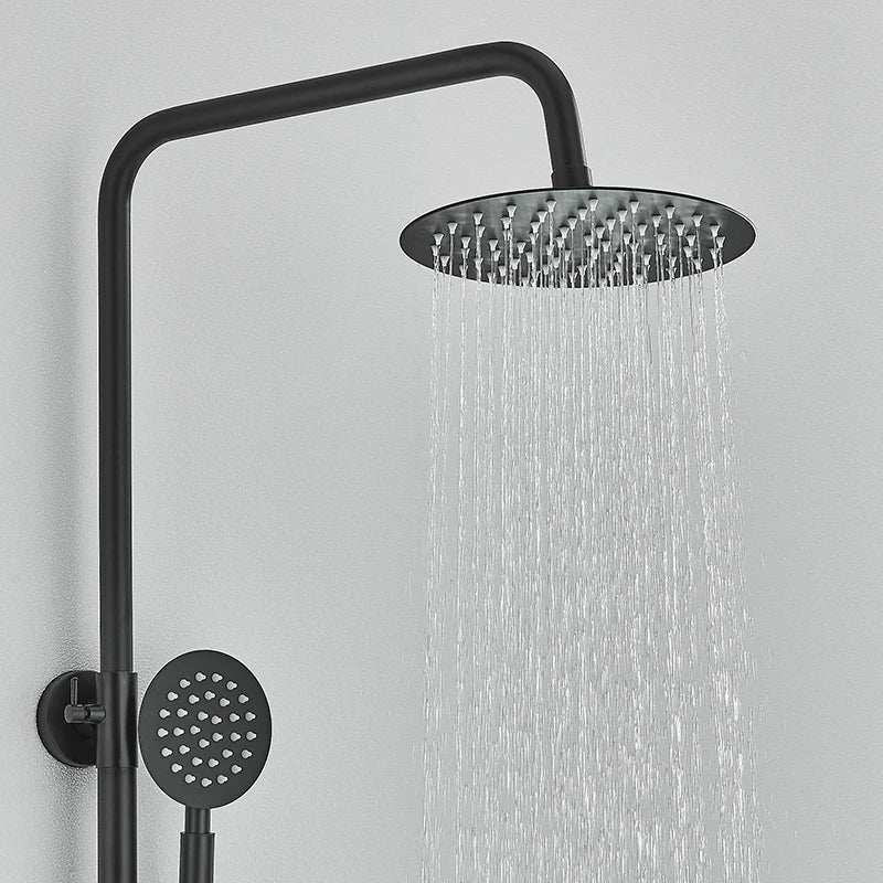 Afralia™ Round Rainfall Shower Faucet Set with Single Handle Wall Mount