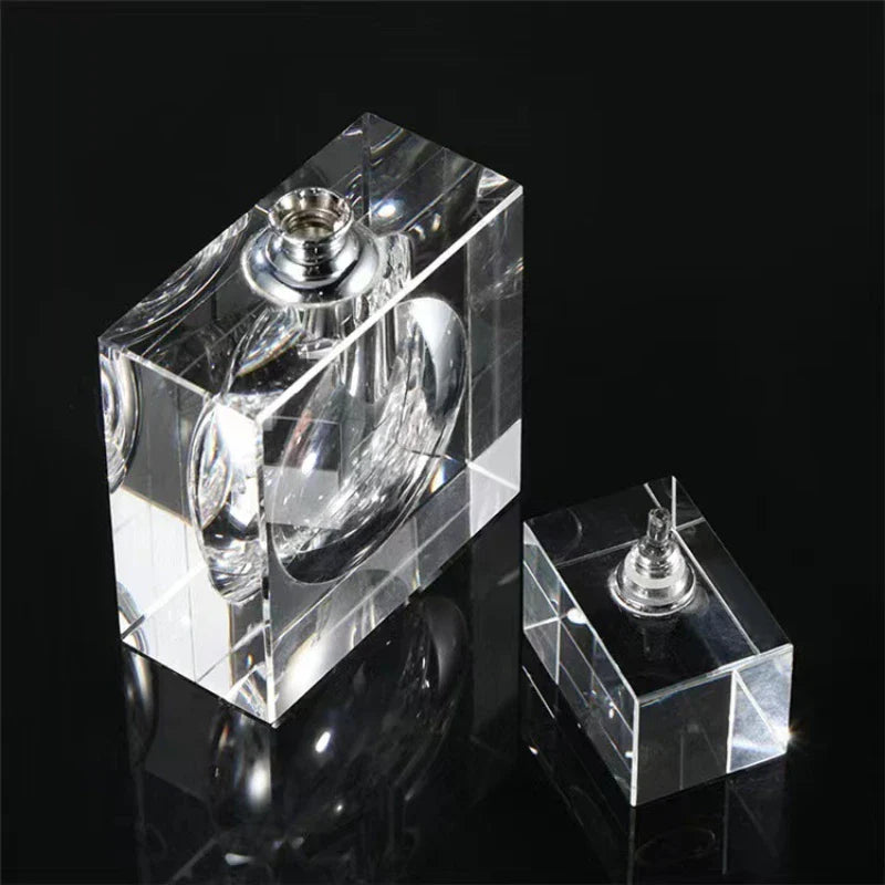 Afralia™ Crystal Perfume Bottles: Elegant Transparent Square Storage Tank for Home Decor