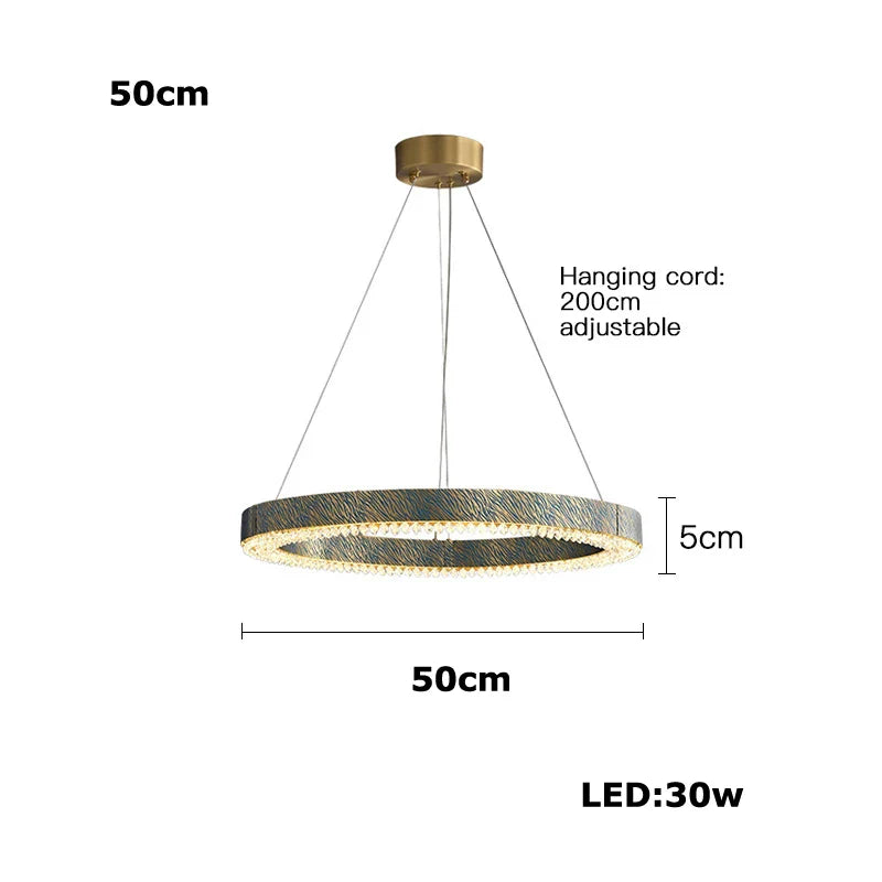 Afralia™ Blue Copper Crystal LED Ceiling Chandelier for Dinning Room