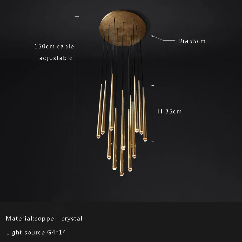 Afralia™ Crystal Water Drop Ceiling Chandelier for Classic Living Room Decor