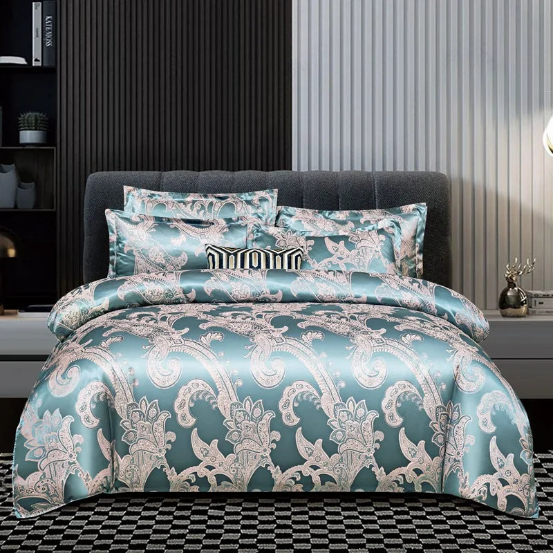 Afralia™ Jacquard Satin Summer Bedding Set - Elegant & Skin Friendly Duvet Cover - Single/Double Size