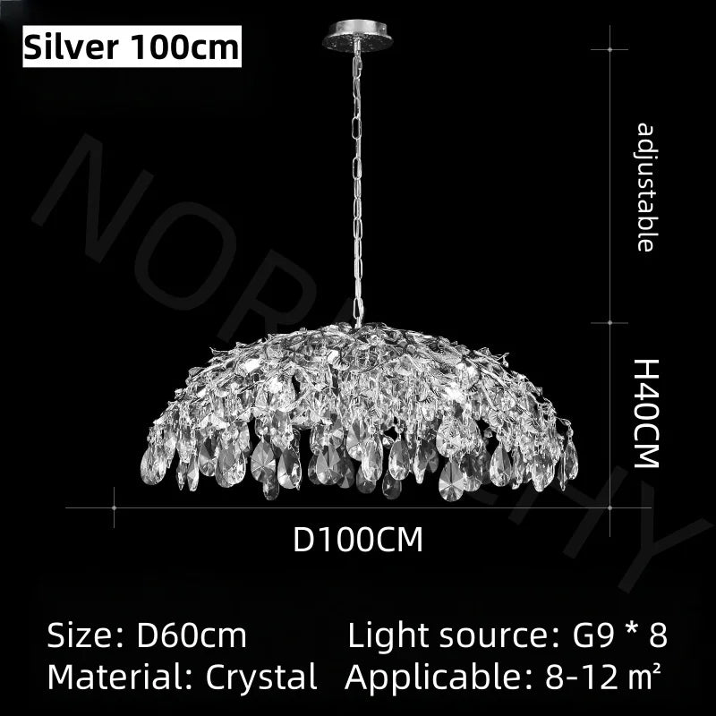 Afralia™ Golden Crystal Chandelier for Dining Living Room Bedroom Kitchen Table Lighting