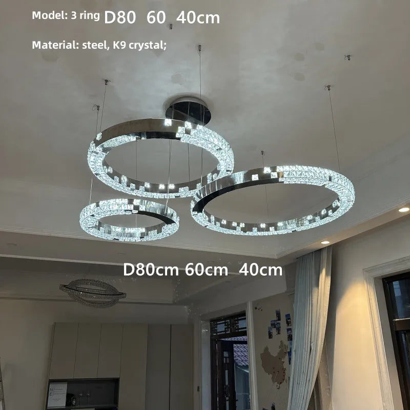 Afralia™ Luxury Crystal Pendant Chandelier with LED Lights for Dining, Bedroom, and Living Room